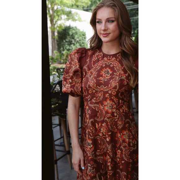 Alemais Seraphina printed linen midi dress US 8 - Picture 5 of 11